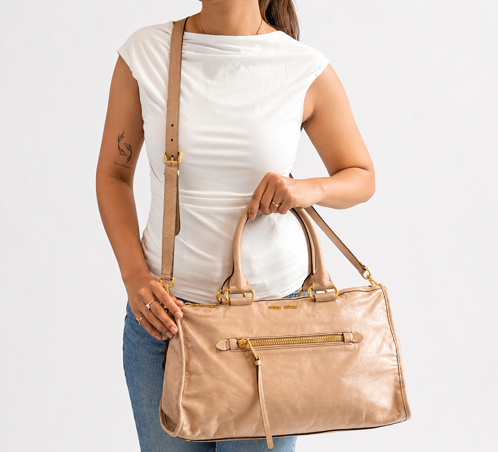 Vitello Shine Leather Satchel