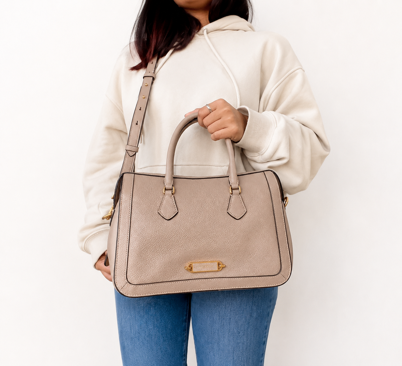 Beige Gramercy Medium Satchel Bag