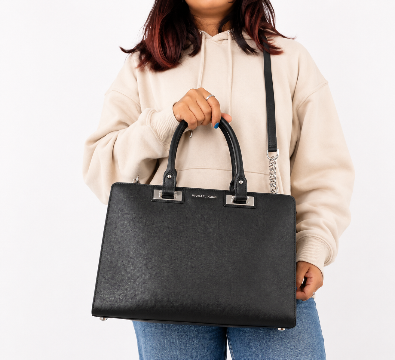 Black Leather Large Quinn Satchel
