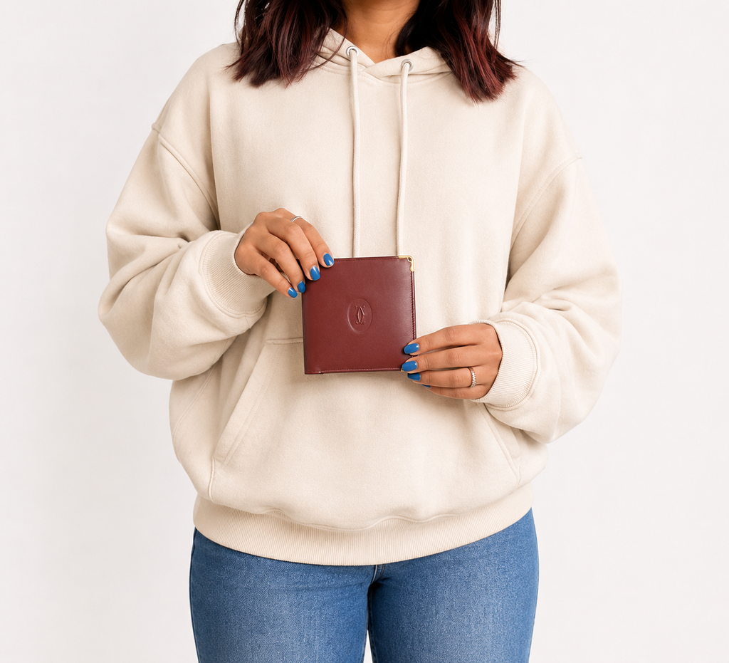 Burgundy Calfskin Golden Finish Wallet