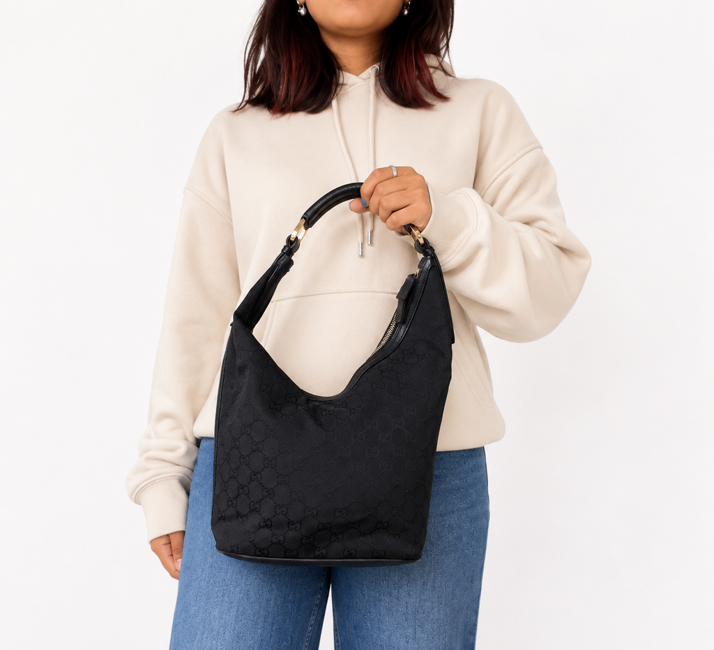 Black GG Canvas Hobo