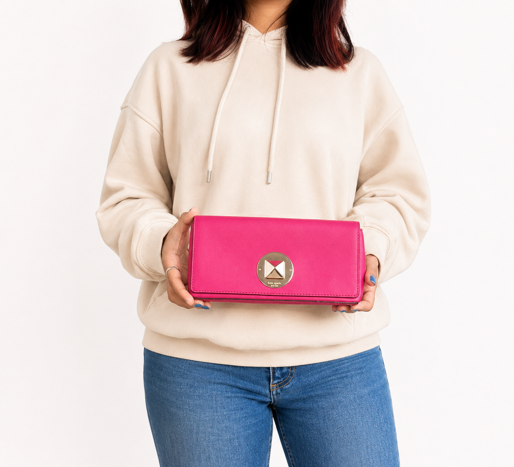 Dark Pink Leather Clutch