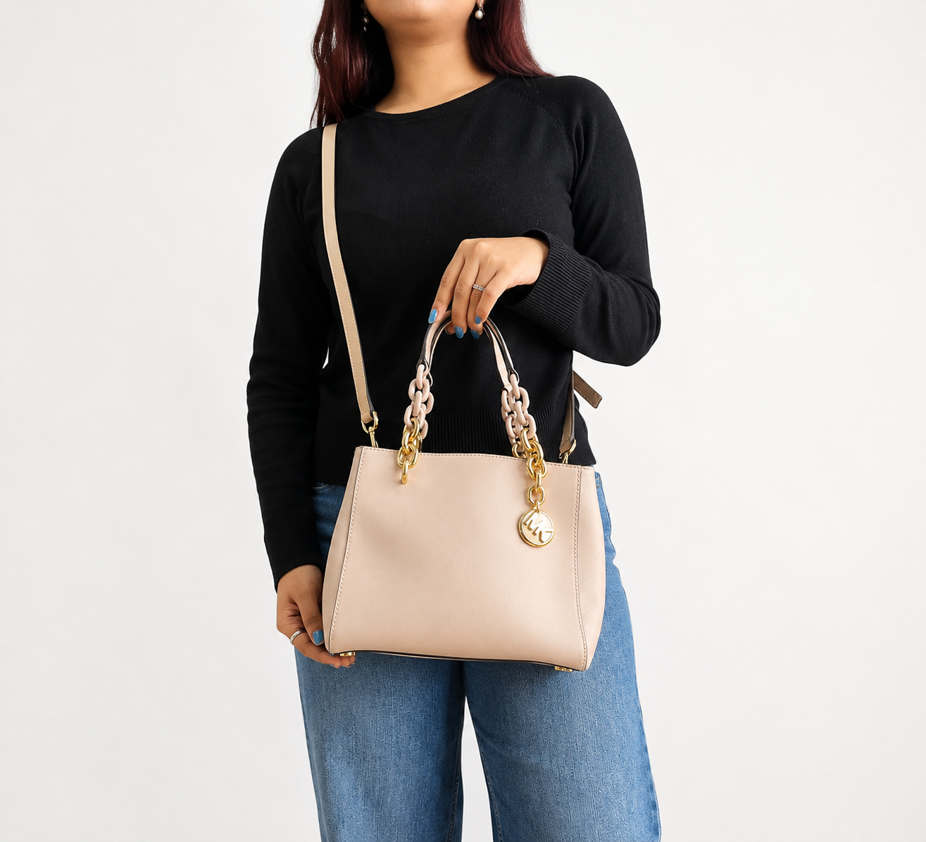 Soft Pink Cynthia Medium Saffiano Leather Satchel