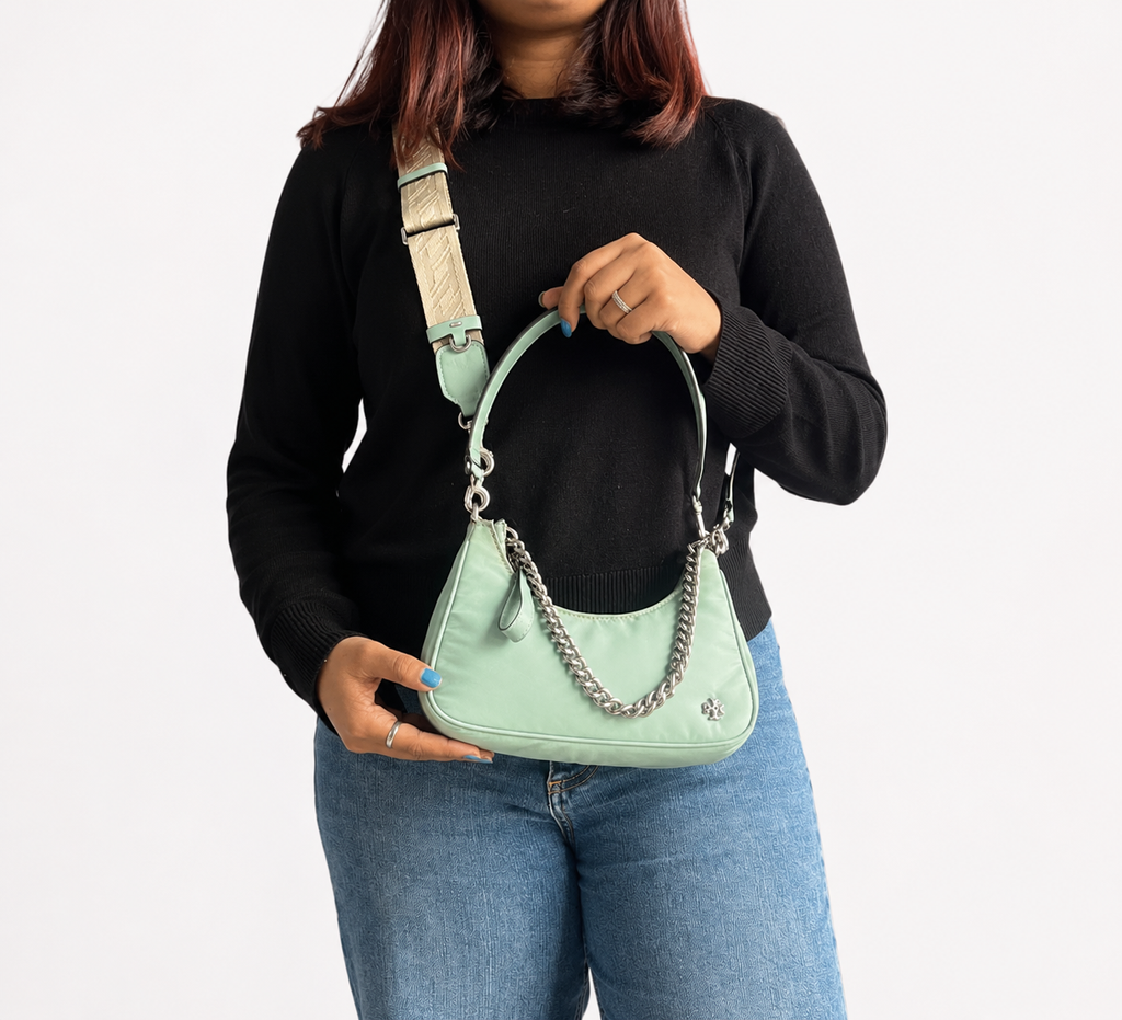 Blue Celadon Mercer Nylon Small Shoulder Bag