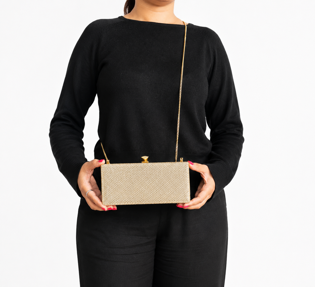 Champagne Celeste Coarse Glitter Clutch