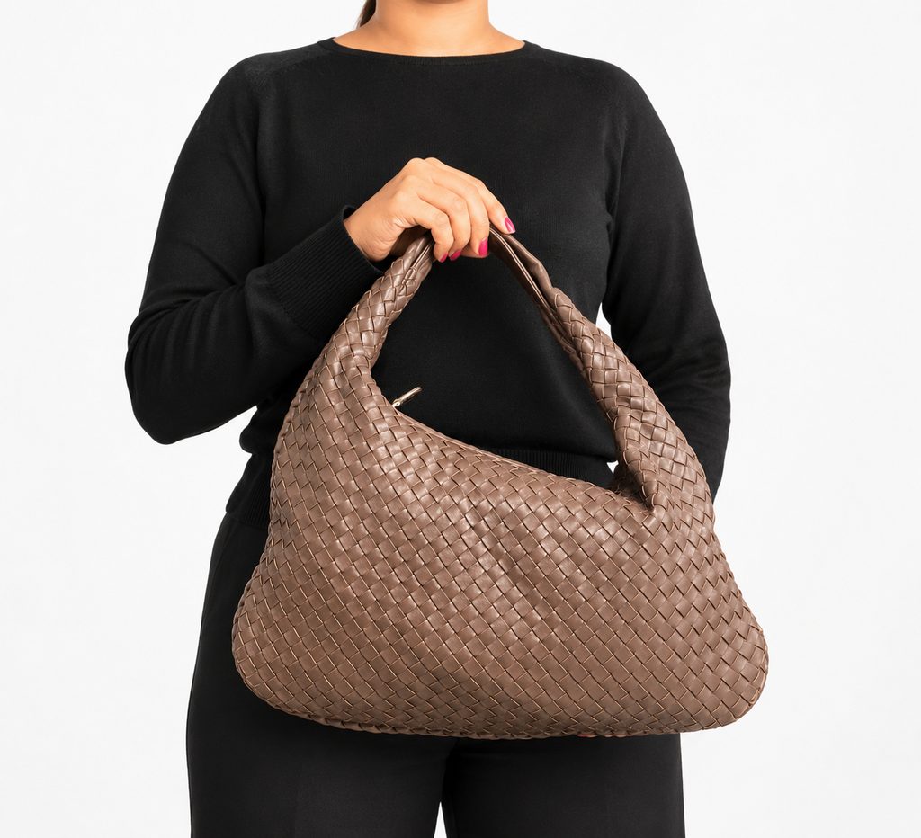 Brown Intrecciato Veneta Hobo Bag