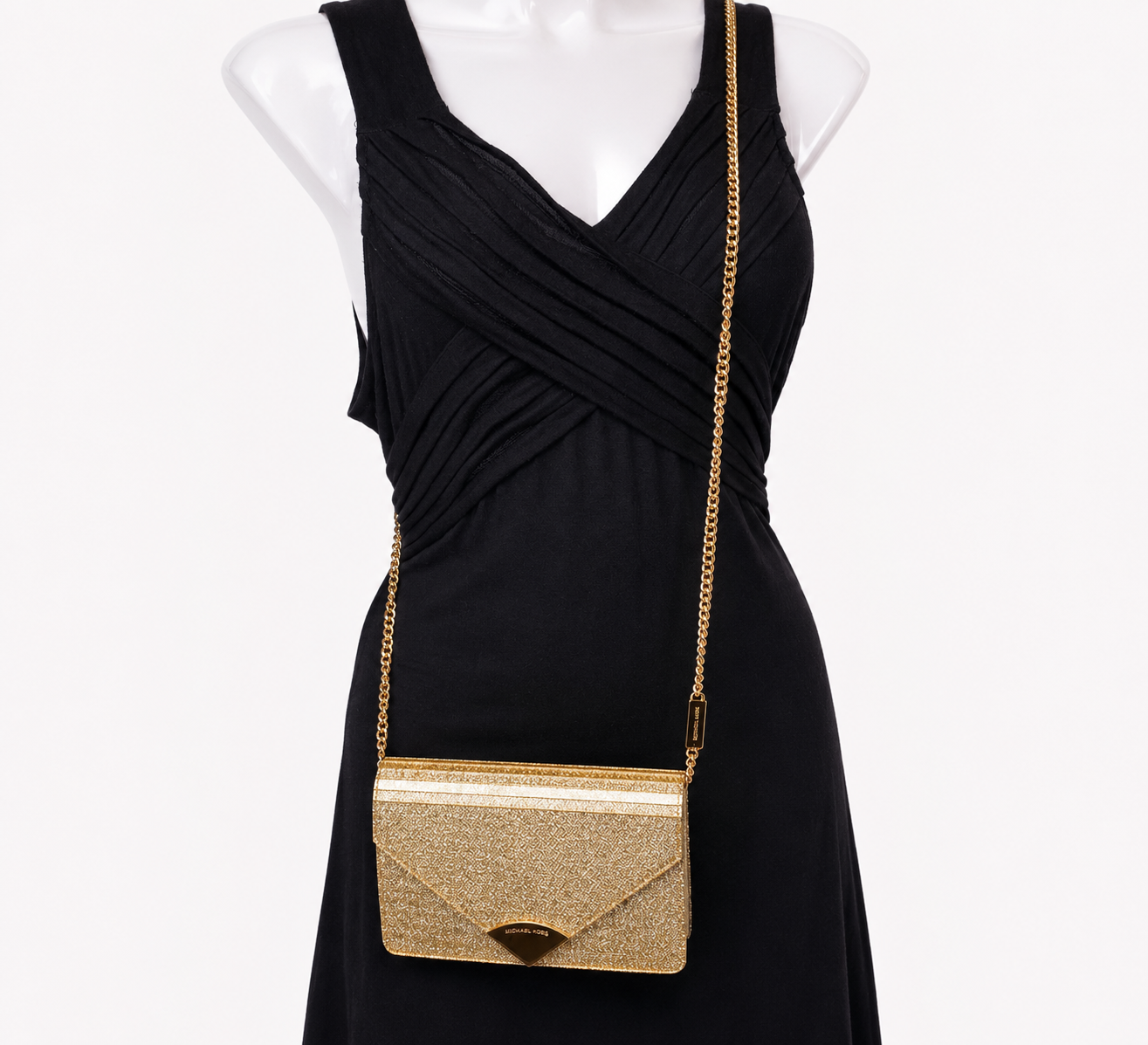 Gold Barbara Medium Envelope Clutch Bag