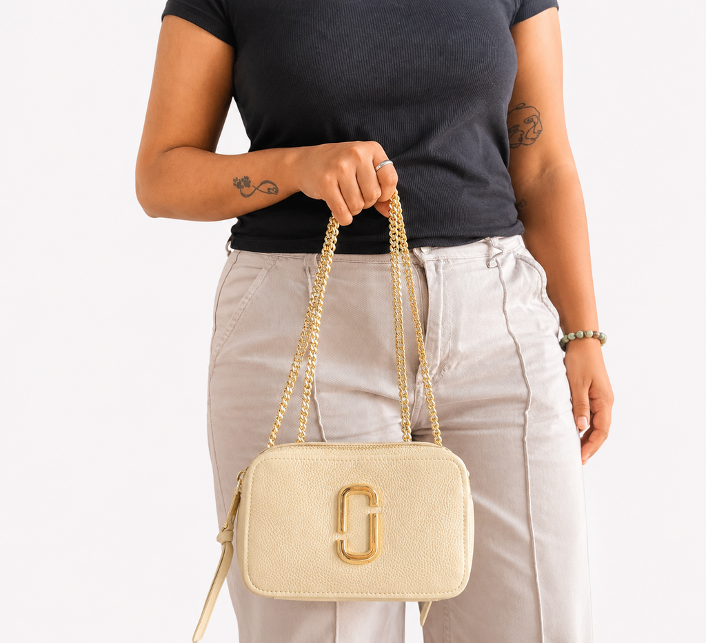 Off White Glam Shot Chain Leather Crossbody Bag