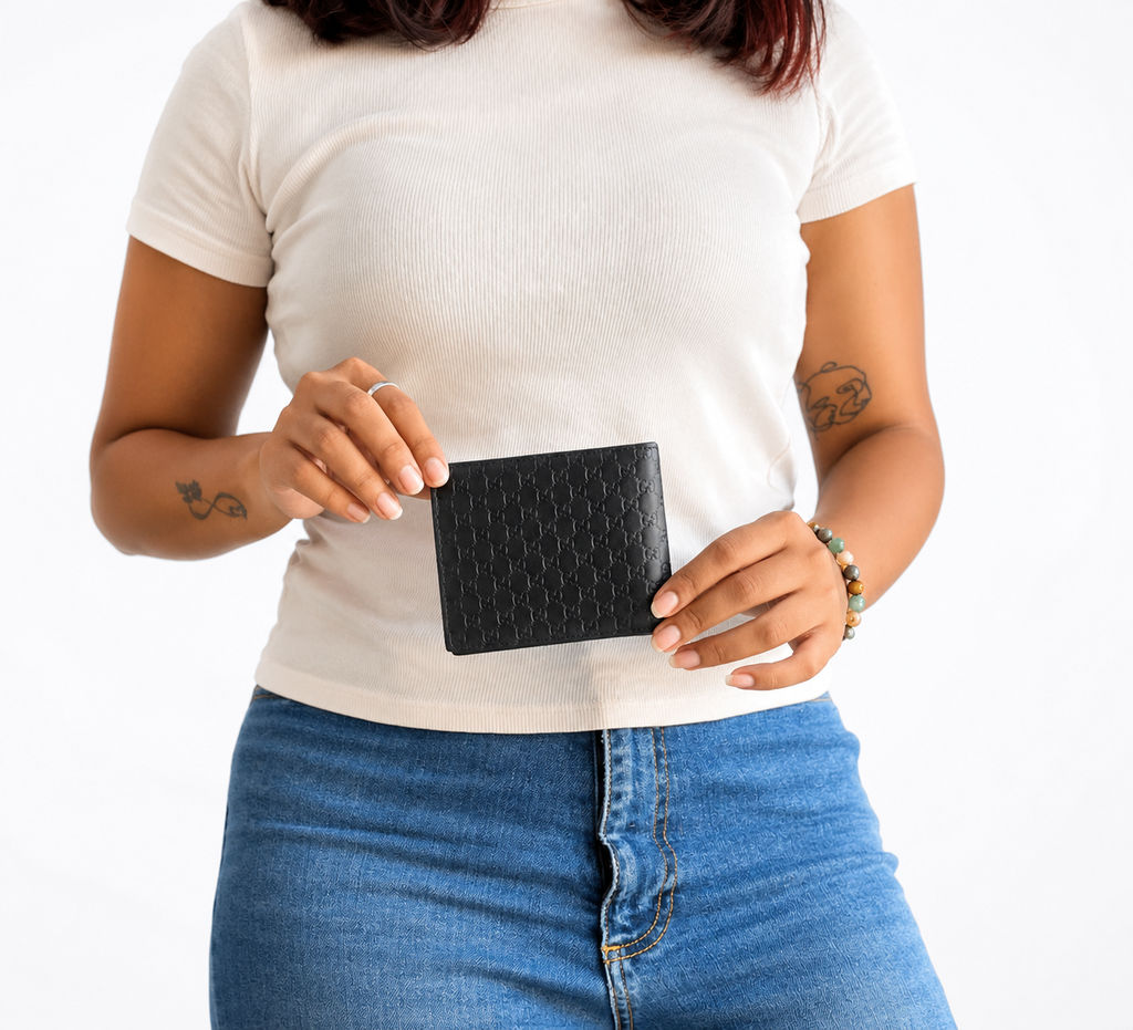 Black Micro Guccissima GG Logo Leather Bifold Wallet