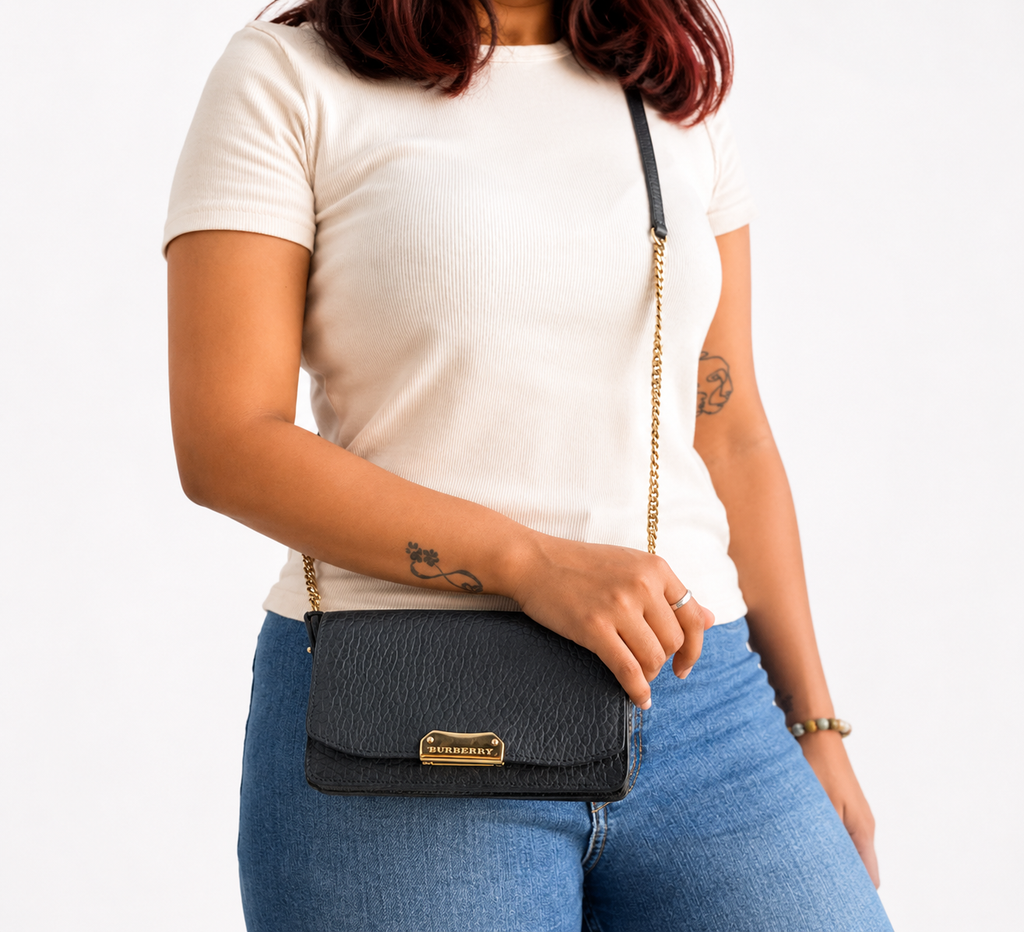 Black Madison Leather Crossbody Bag