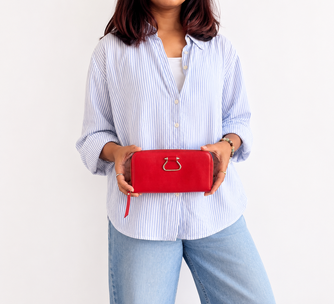 Red Leather Zip-Around Wallet