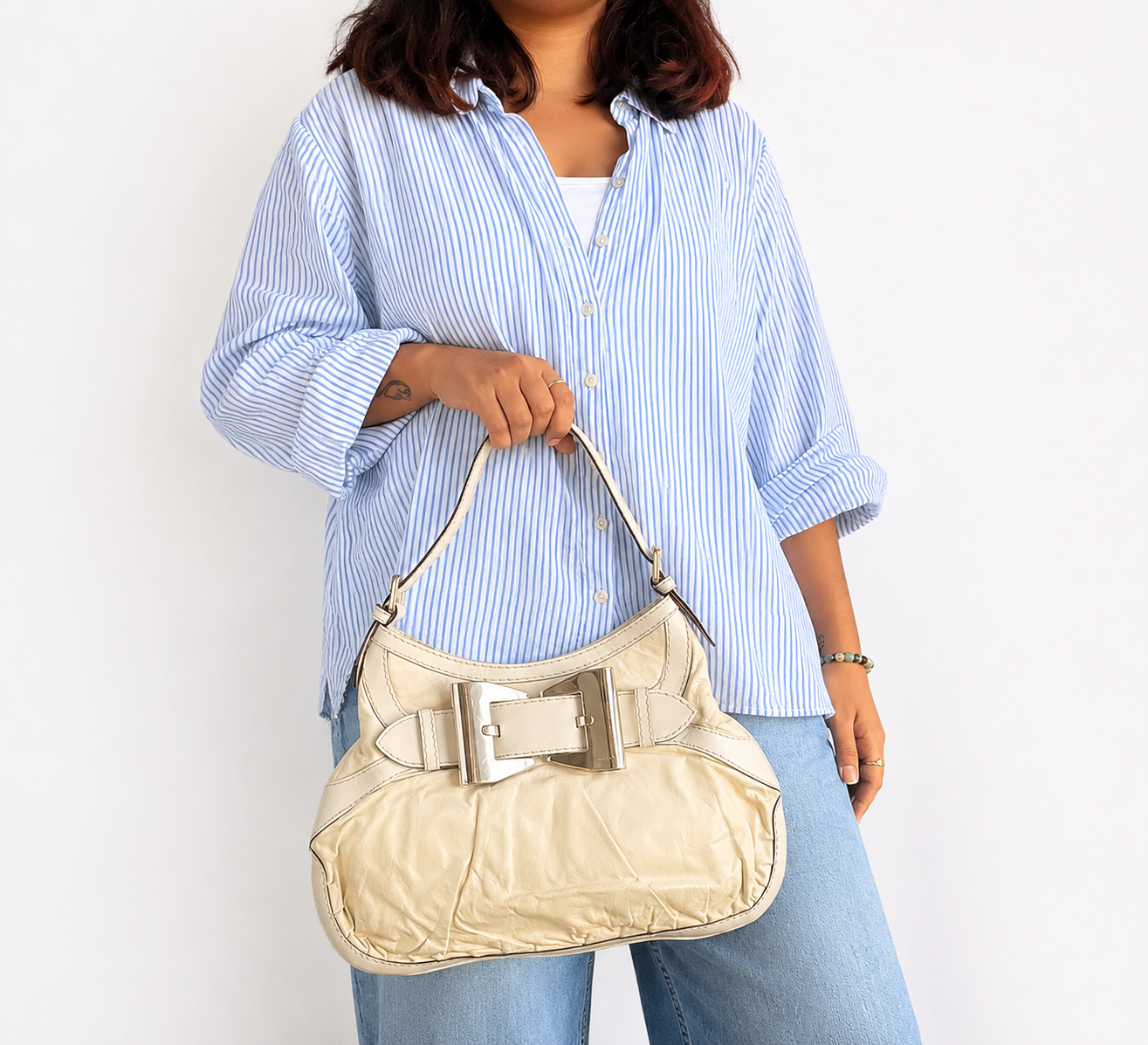 Cream Medium Queen Hobo Bag