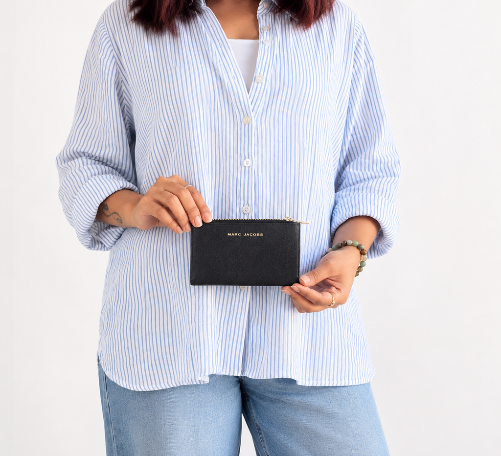 Black Groove Mini Leather Wallet
