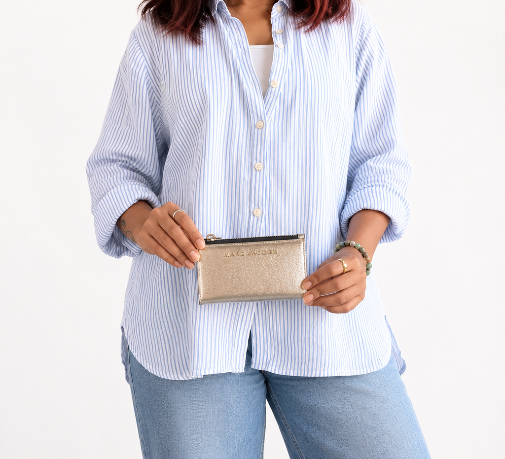 Silver Metallic Mini Card Case Wallet