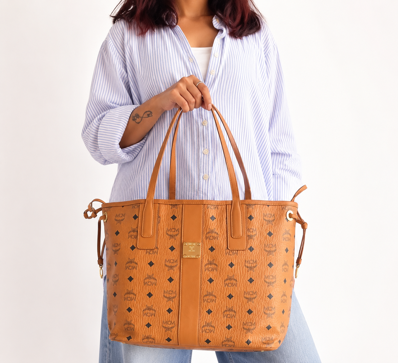 Cognac Liz Reversible Shopper / Tote Bag