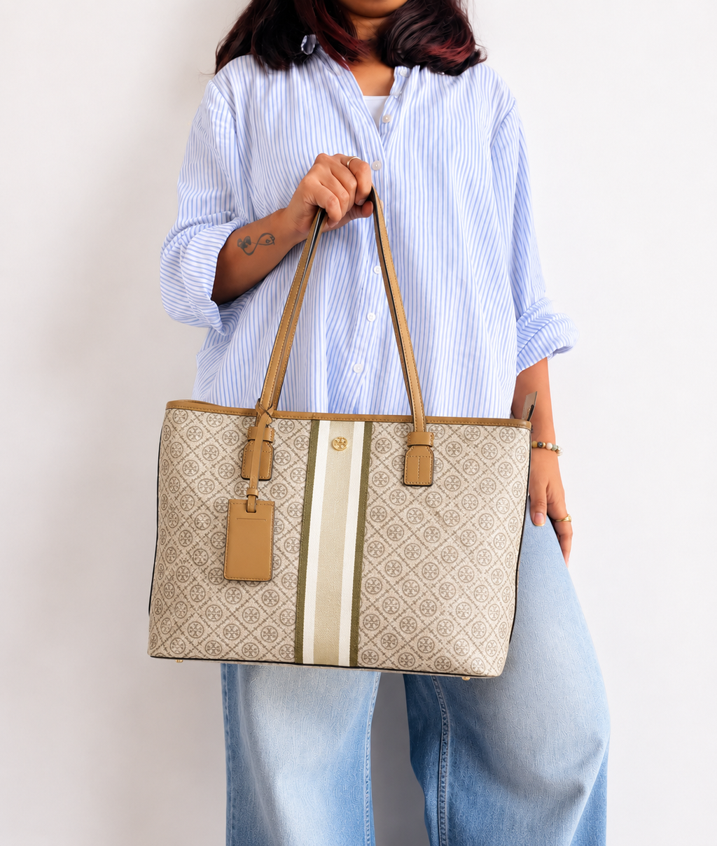 T Monogram Coated Canvas Tote