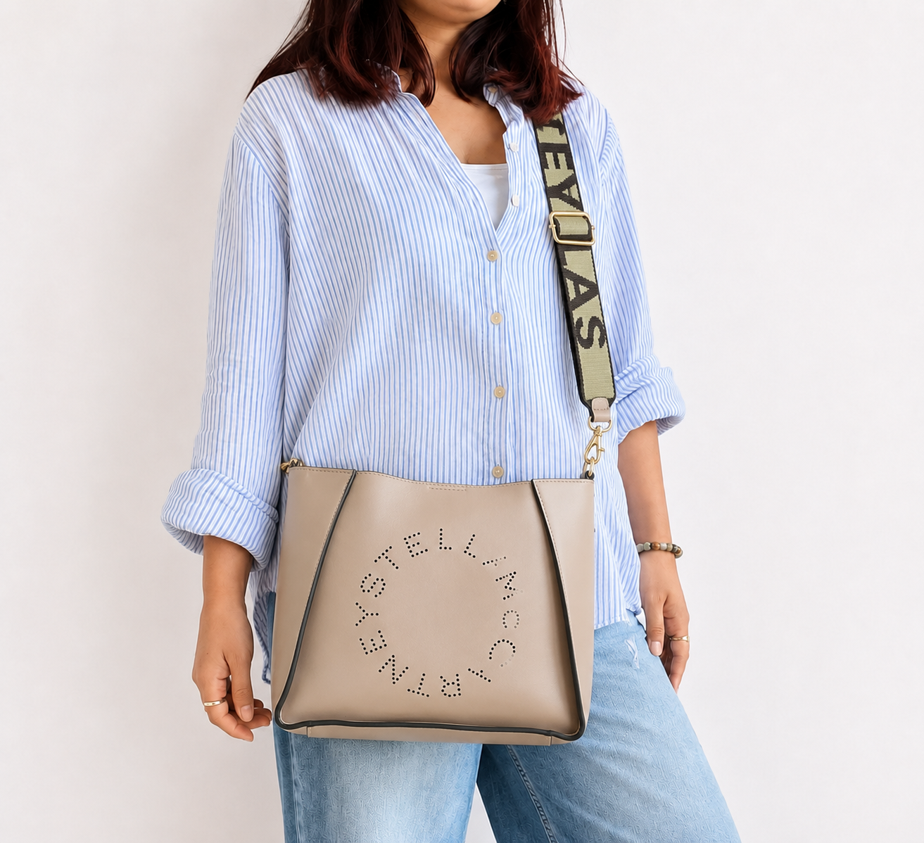 Moss Beige Logo Shoulder Bag