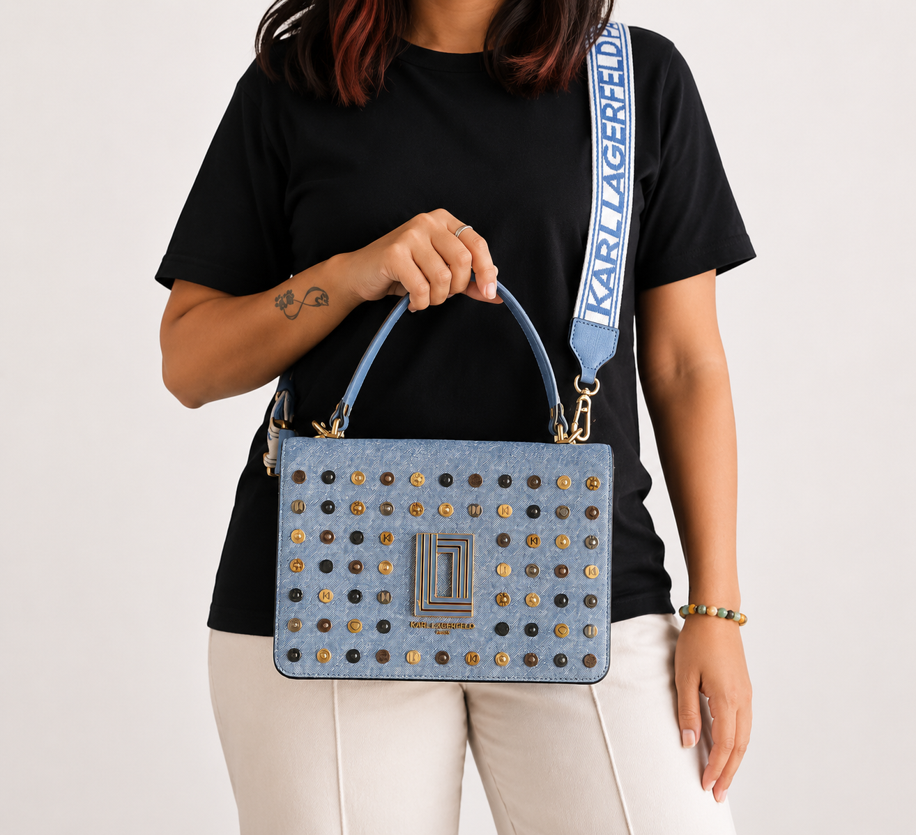 Denim Simone Multi-Rivet Crossbody