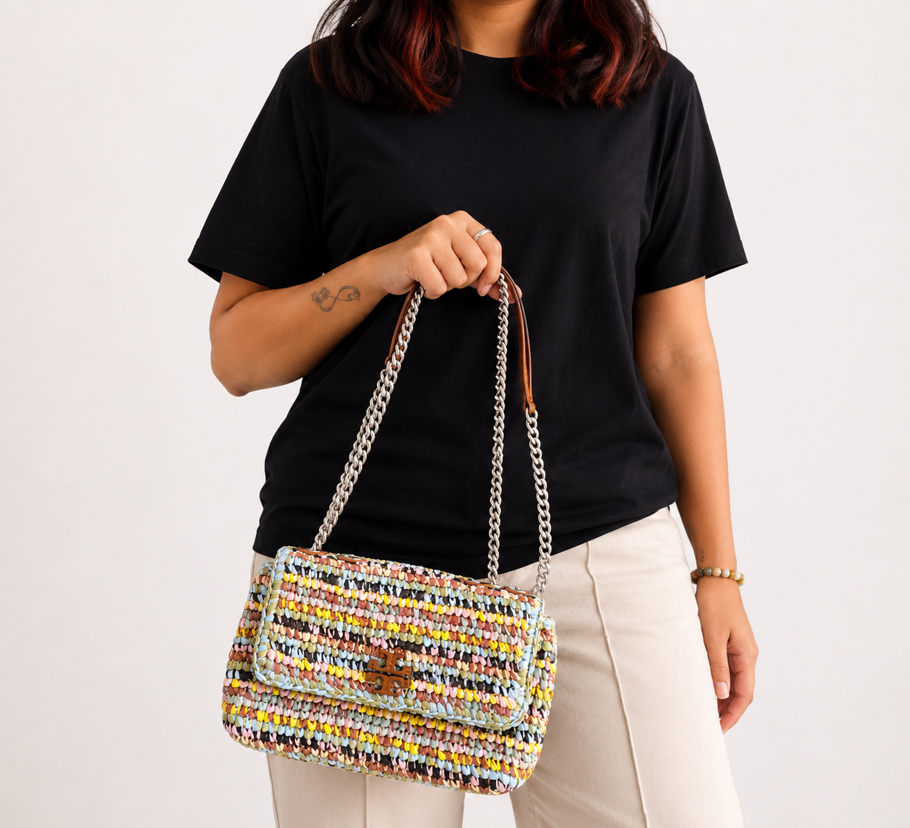 Multi Melange Willa Raffia Shoulder Bag
