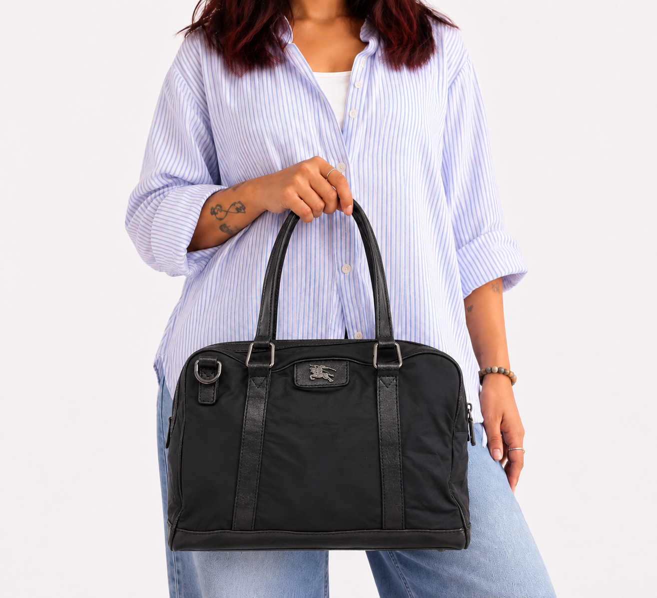 Black Nylon & Leather Buckleigh Bag