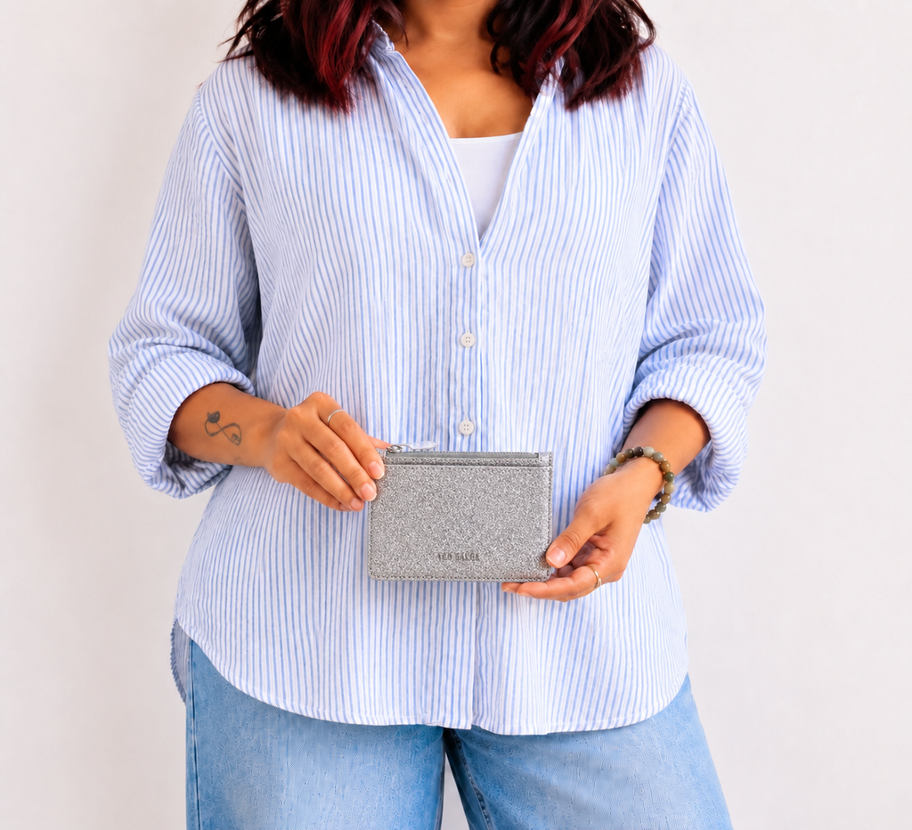Silver Glitter Card Holder