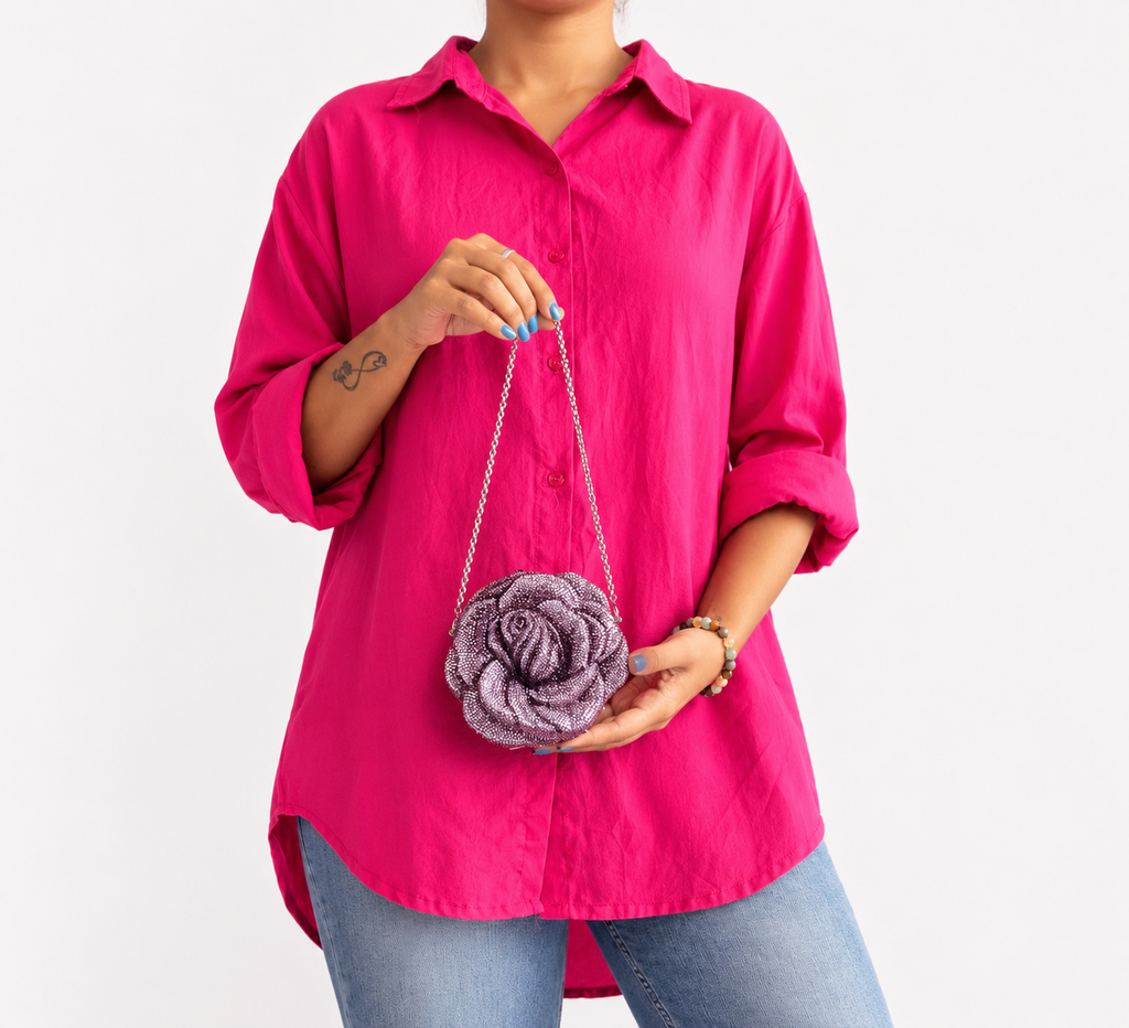 Rose Melody Crystal Clutch Bag