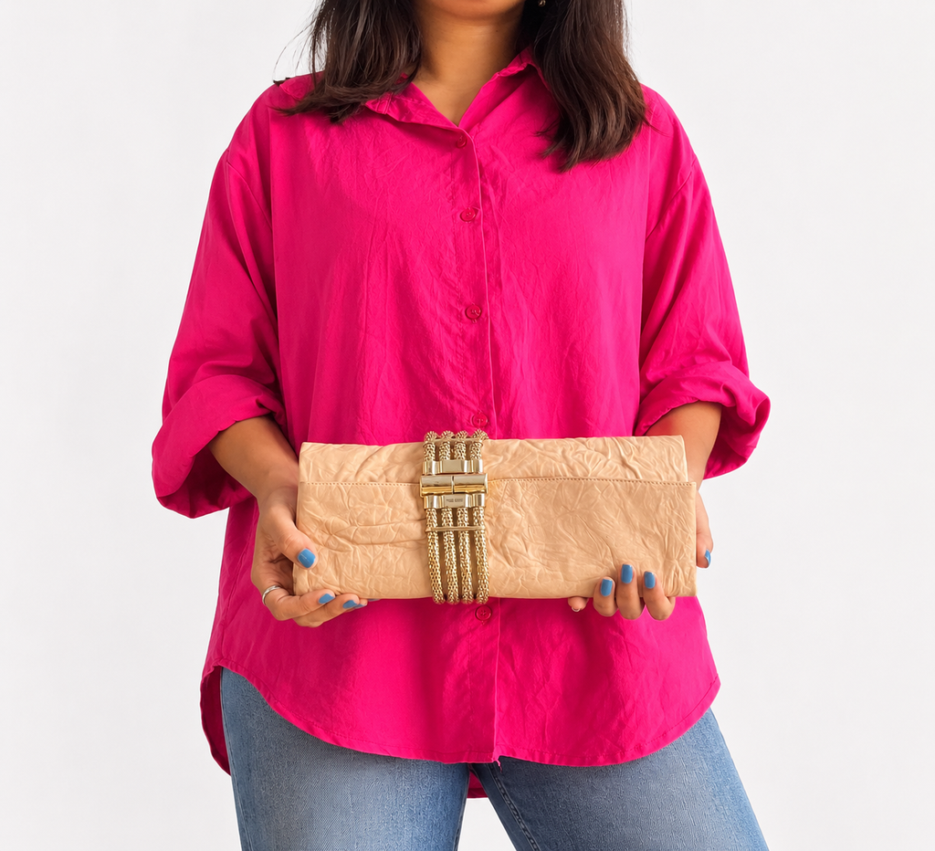 Beige Chandra Clutch