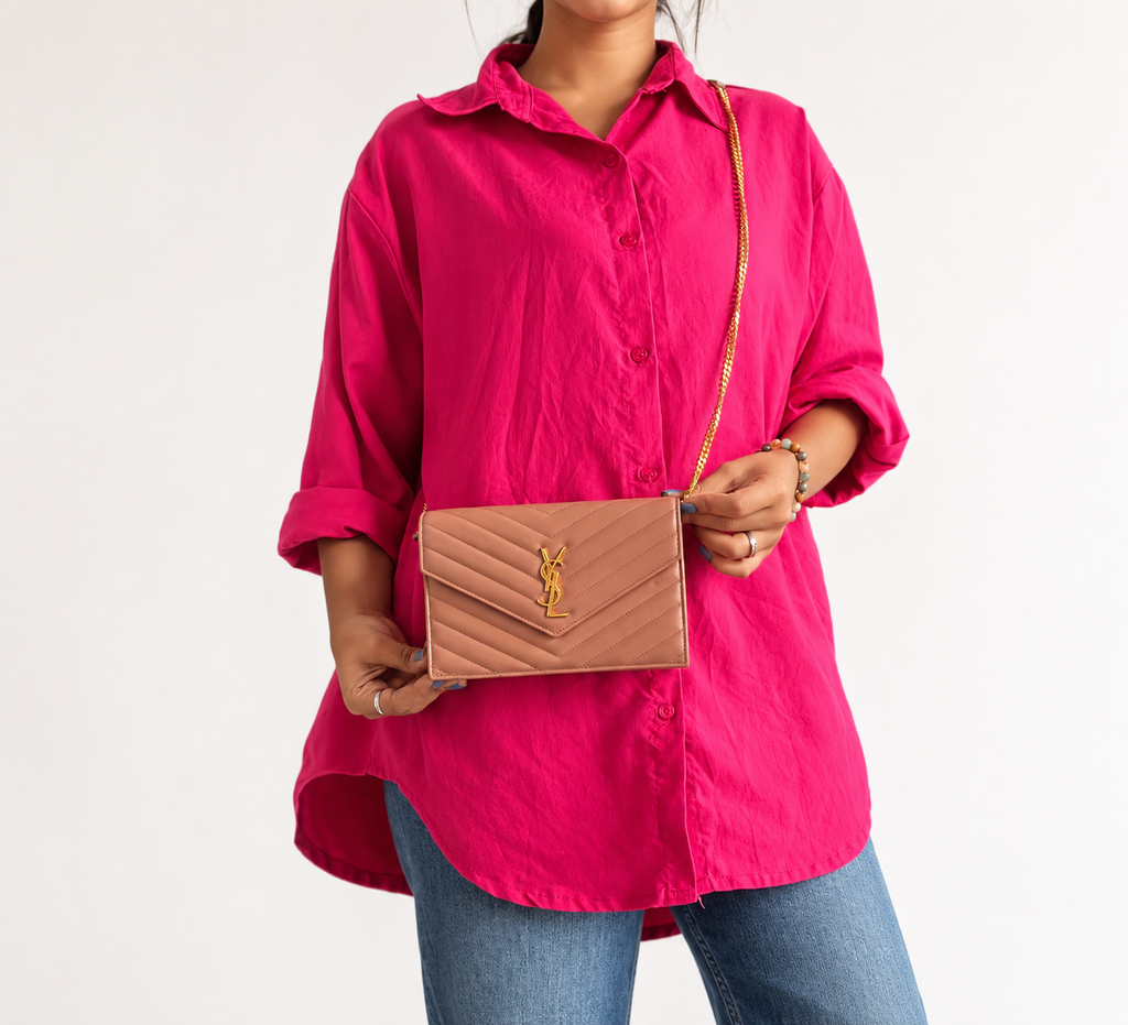 Dusty Rose Pink  Classic Cassandre Chain Wallet