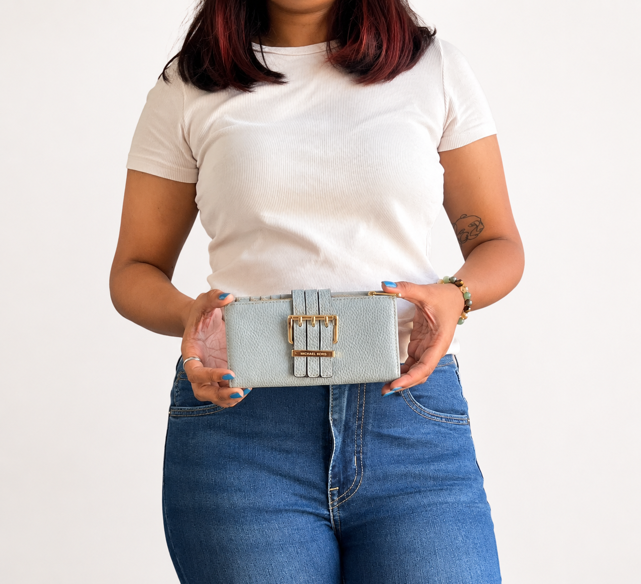 Blue Leather Gansevoort Compact Wallet
