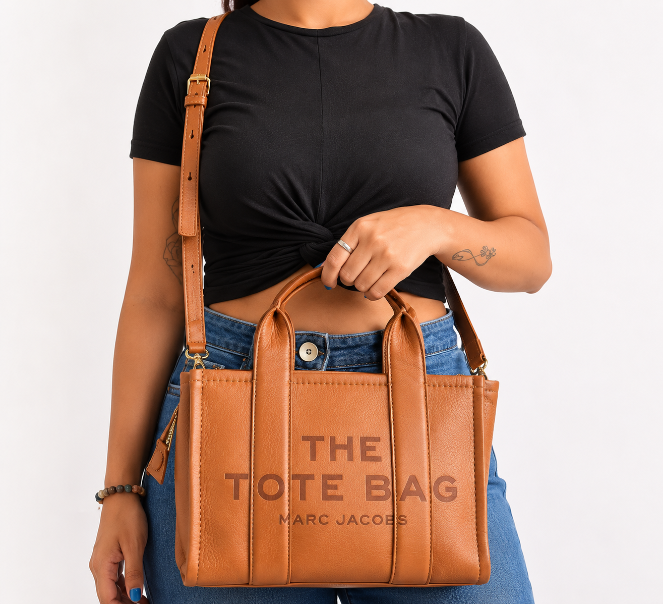 Tan Leather Small Tote Bag