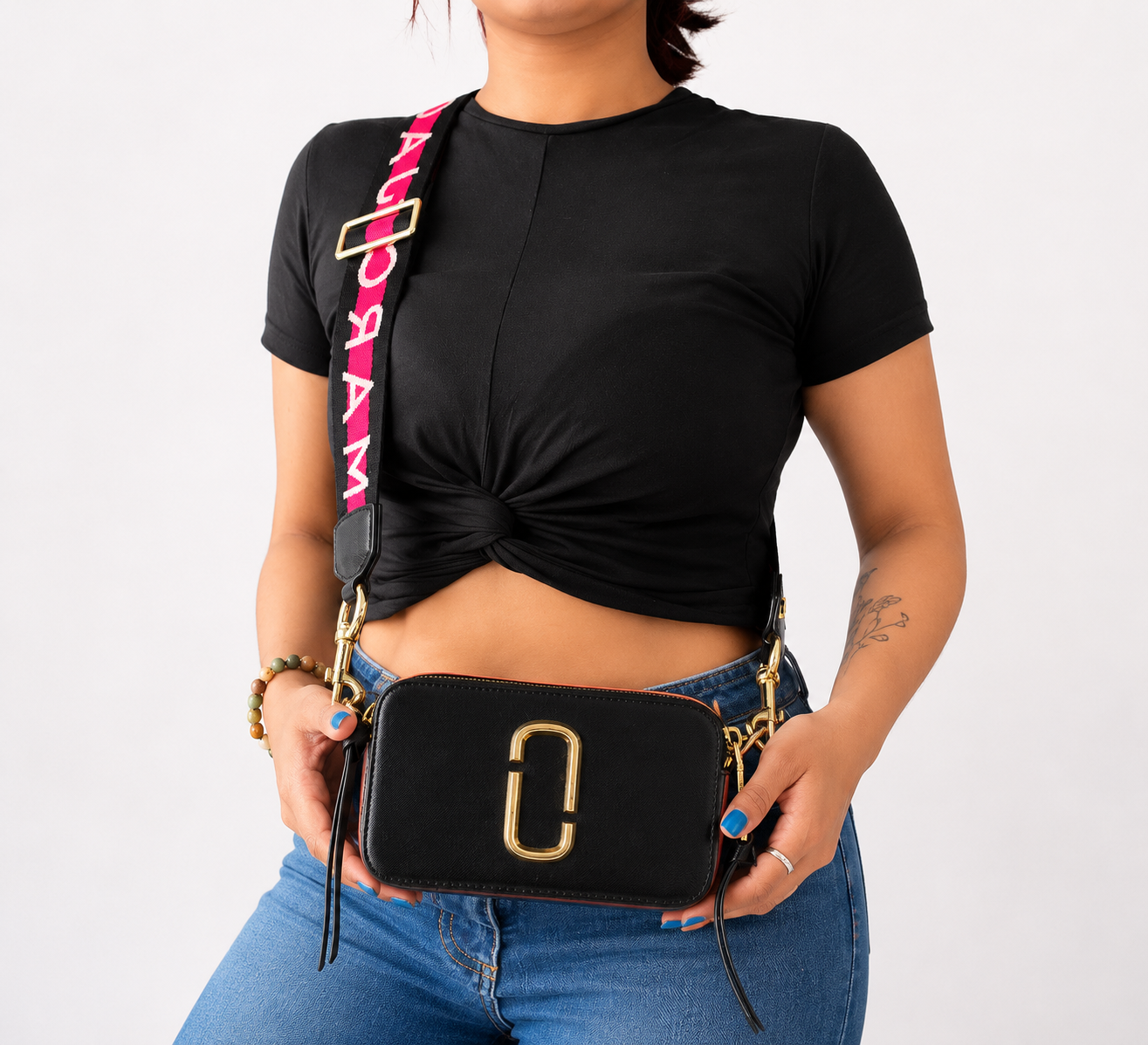 Black Snapshot Crossbody Bag
