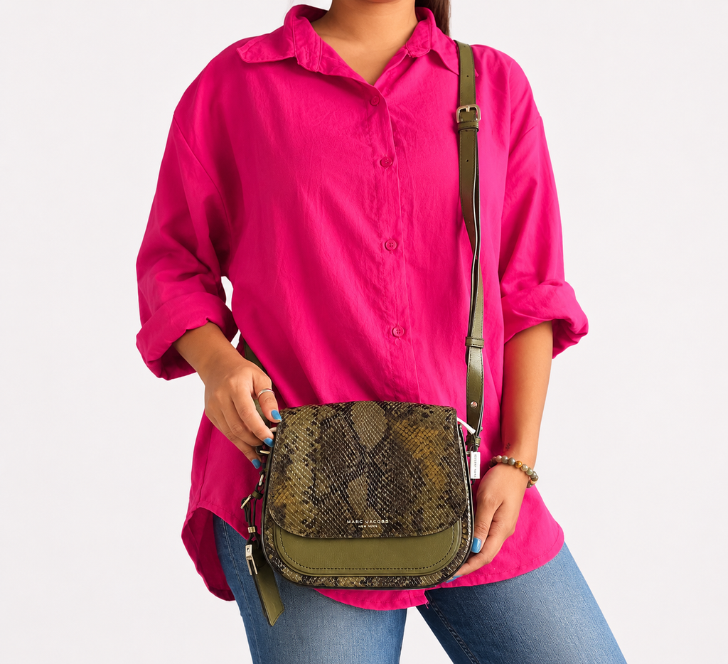 Green Snakeskin Embossed Mini Rider Crossbody