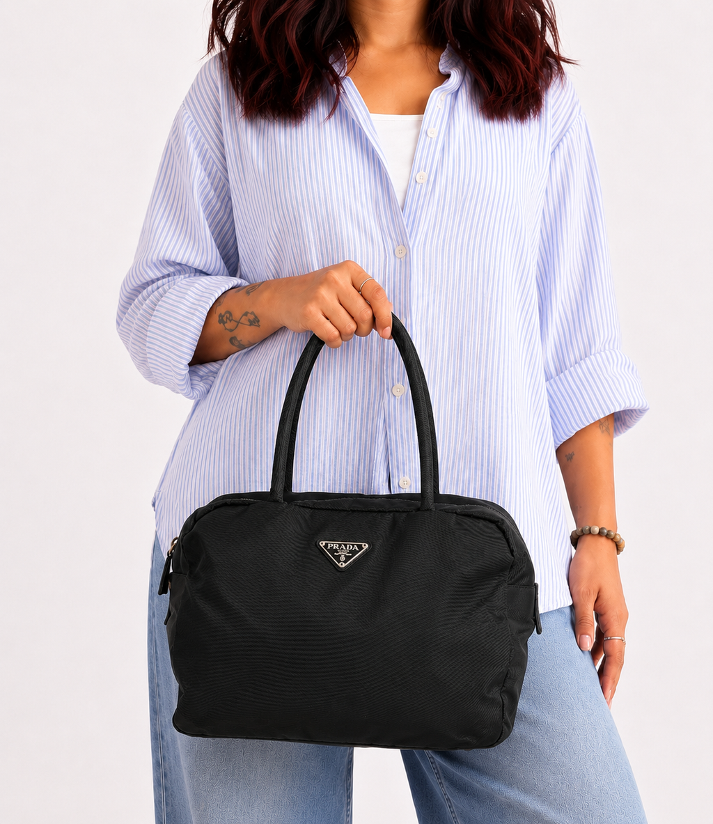 Black Tessuto Nylon Handbag