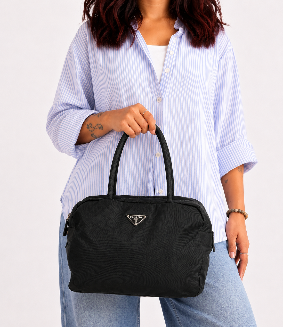 Black Tessuto Nylon Handbag