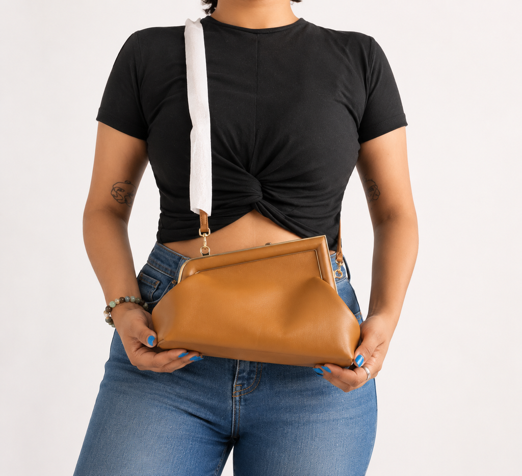 Tan Leather Small First Clutch Bag