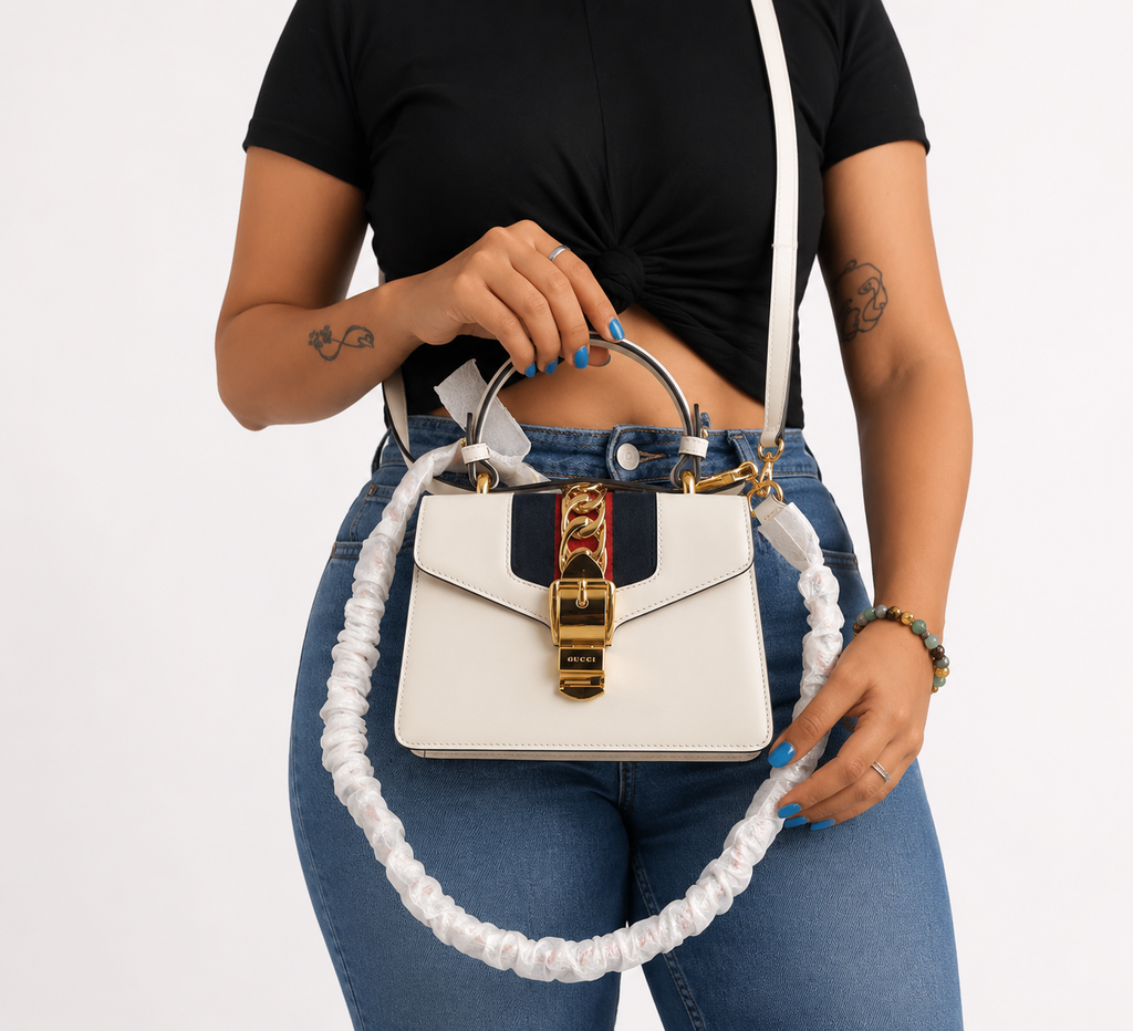 White Smooth Leather Small Sylvie Shoulder Bag