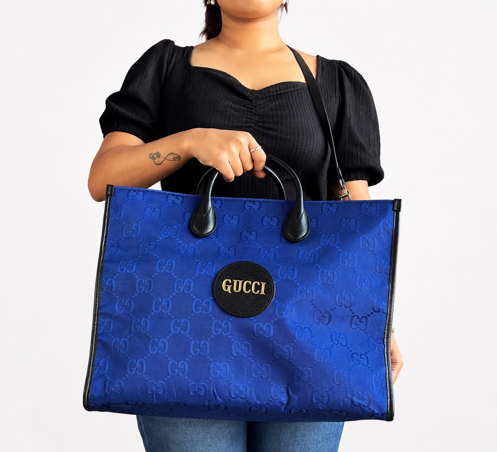 Blue GG Nylon Off The Grid Tote Bag