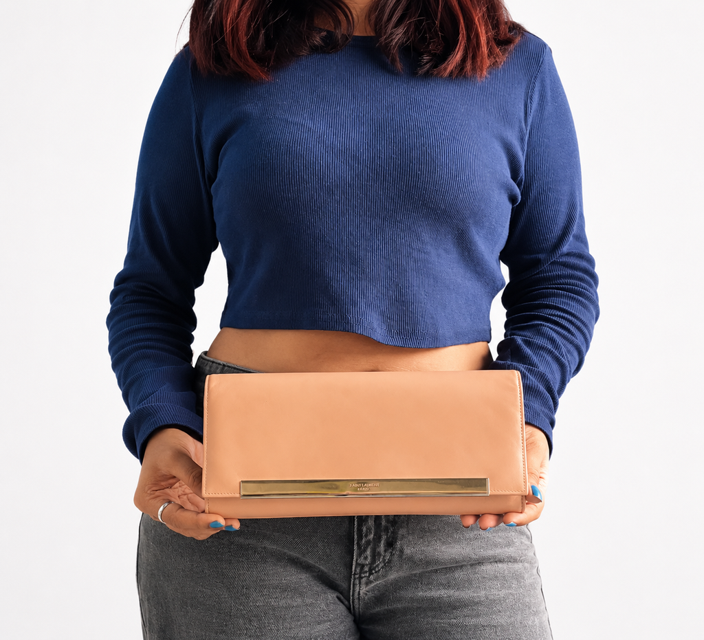 Pink Lutetia Leather Clutch