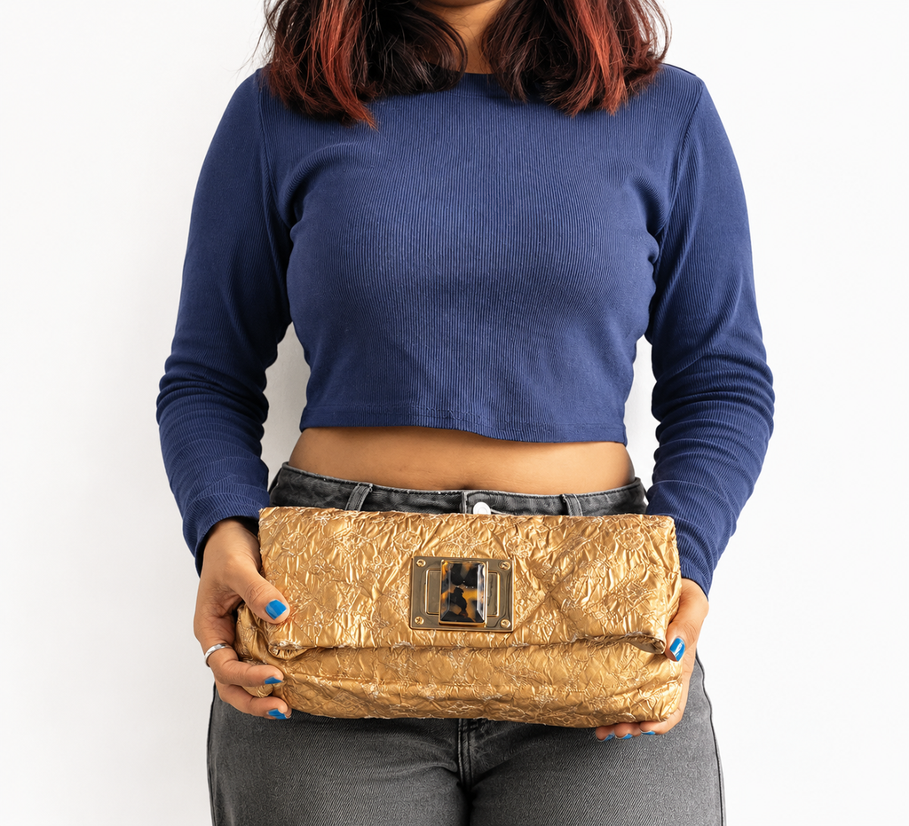 Gold Monogram Jacquard Pochette Altair Clutch Bag