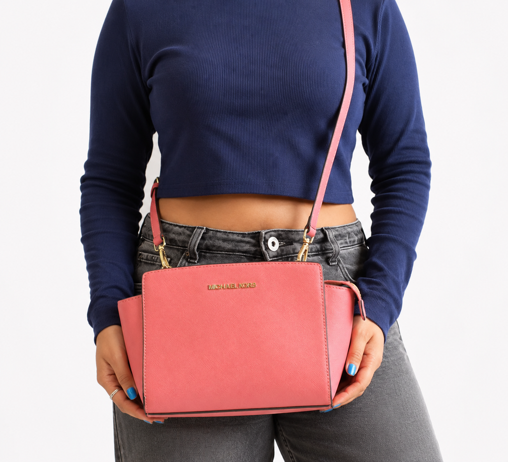 Selma Small Fuchsia Leather Crossbody Bag