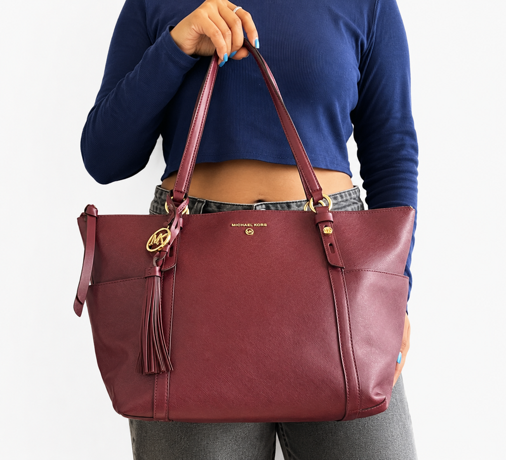 Sullivan Large Saffiano Leather Top-Zip Tote Bag