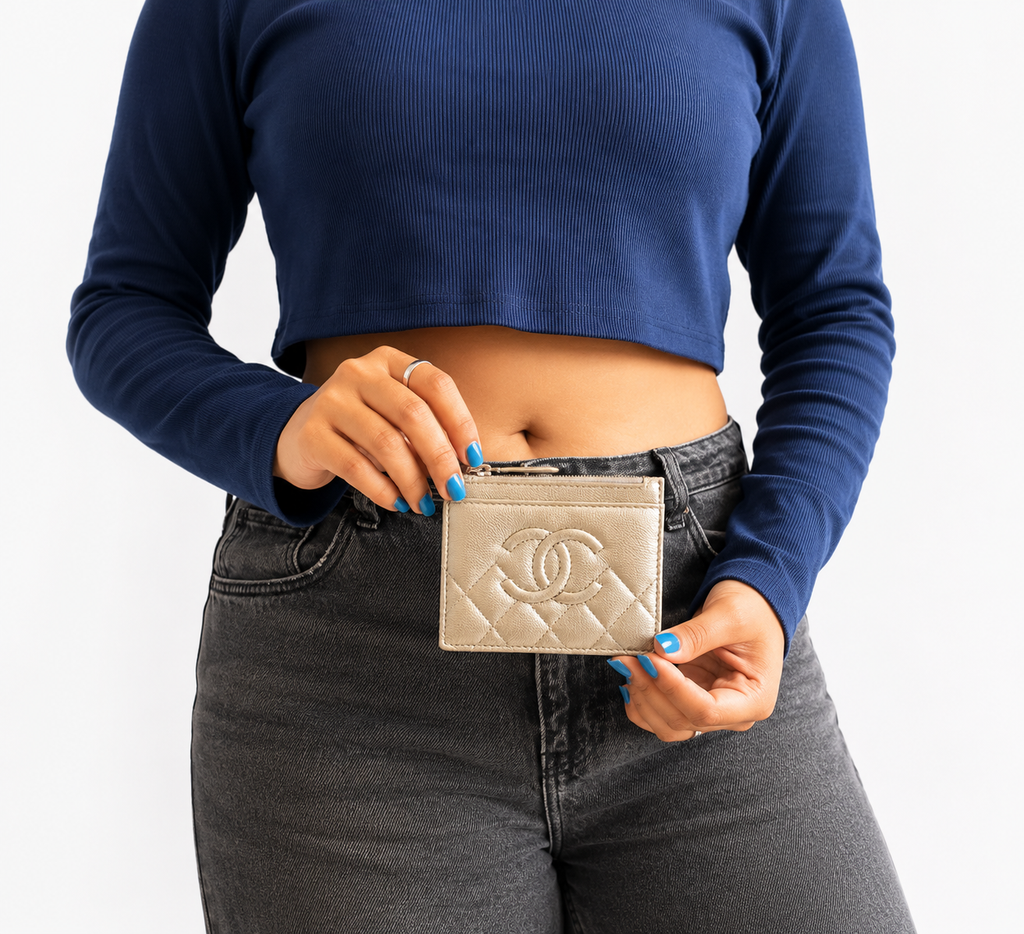 CC Caviar Quilted Card Holder