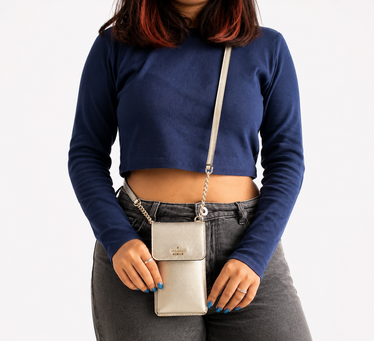 New York North-South Leather Phone Crossbody