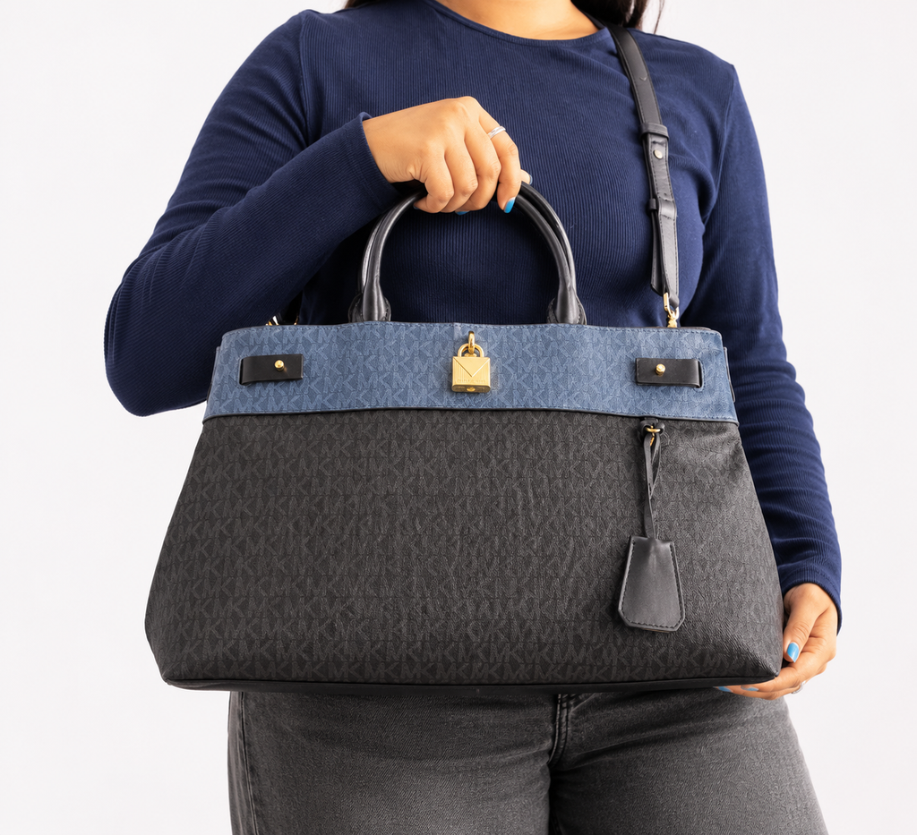 Blue Gramercy Logo Satchel Bag