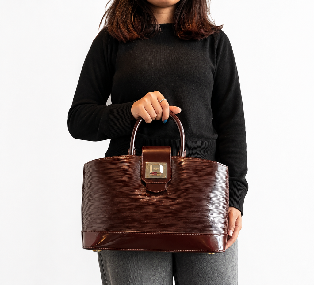 Plum Electric Epi Leather Mirabeau GM Bag