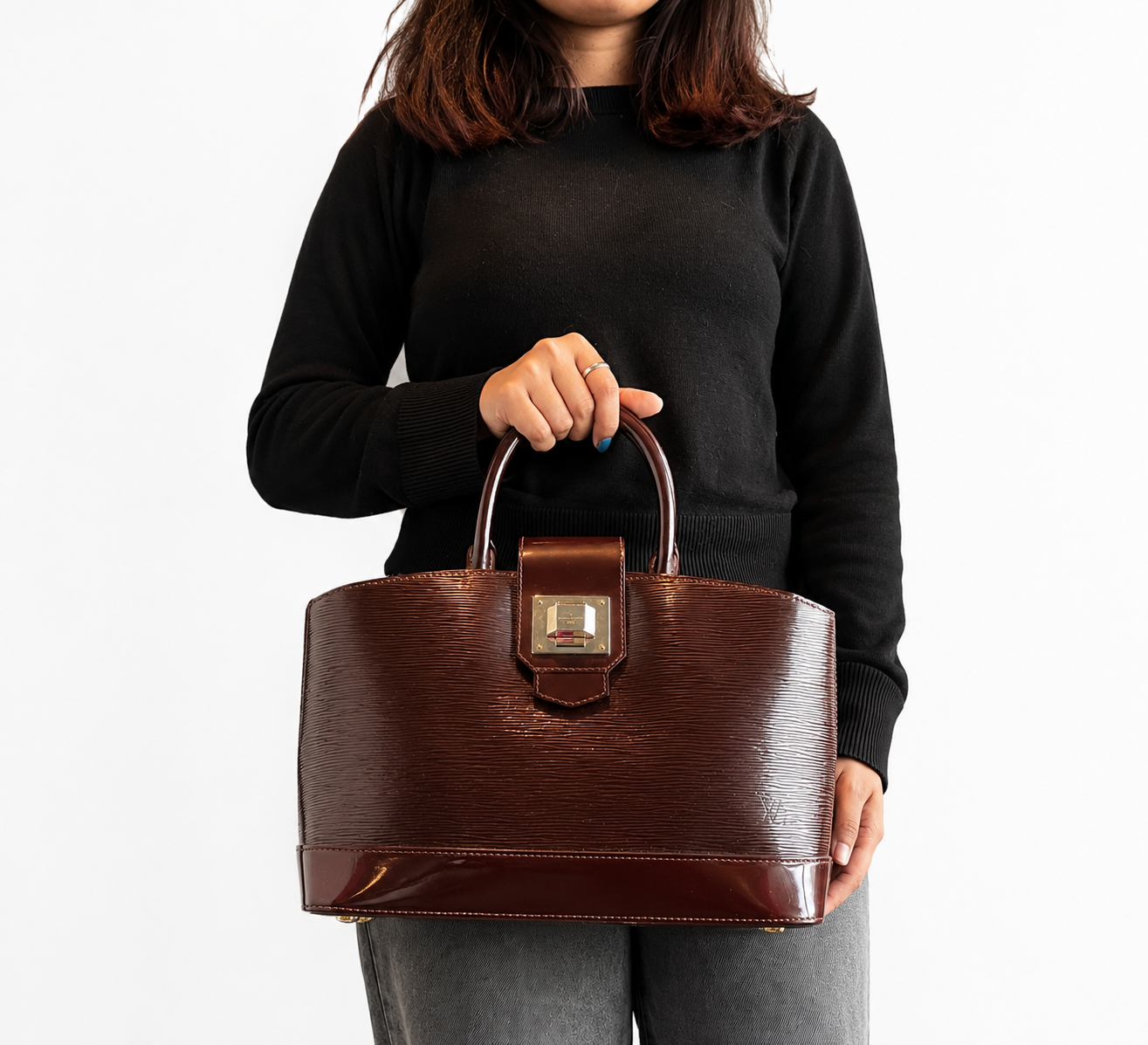 Plum Electric Epi Leather Mirabeau GM Bag