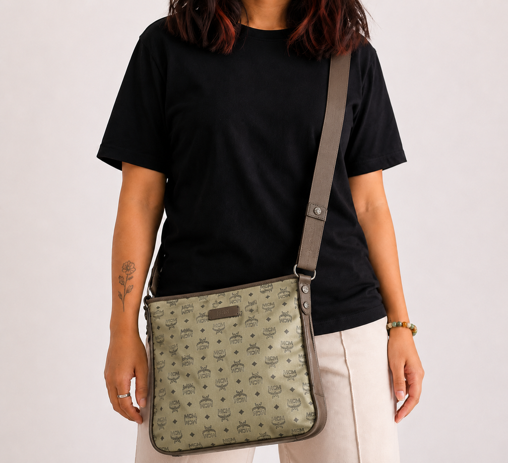 Coated Canvas Messenger Bag