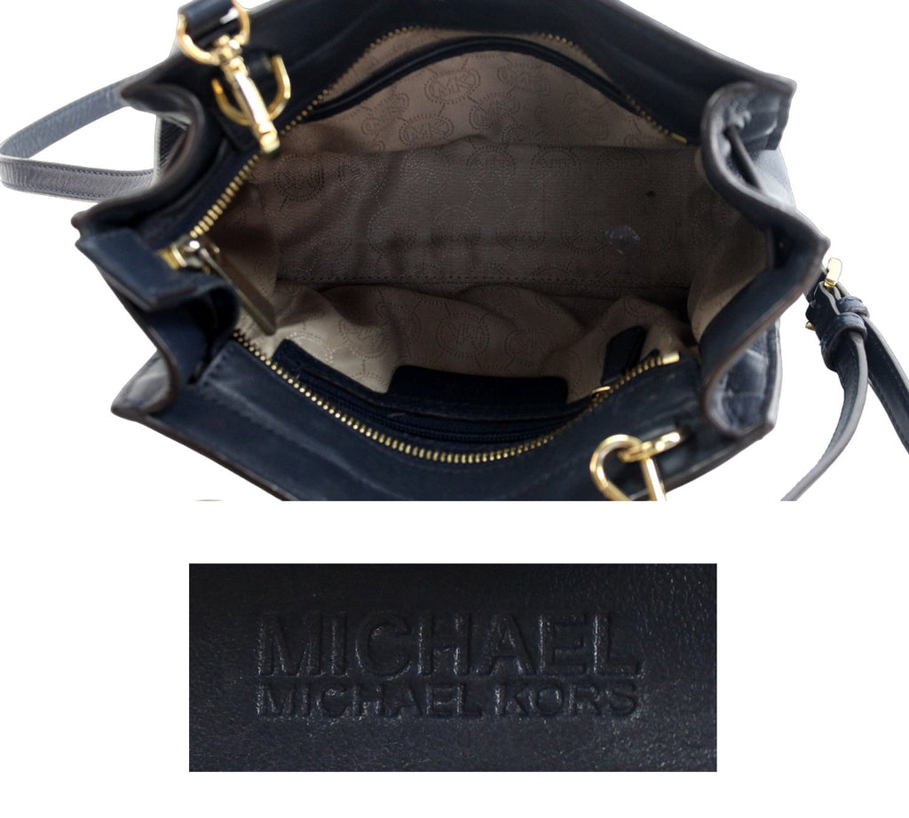Navy Blue Mini Leather Hamilton East West Tote