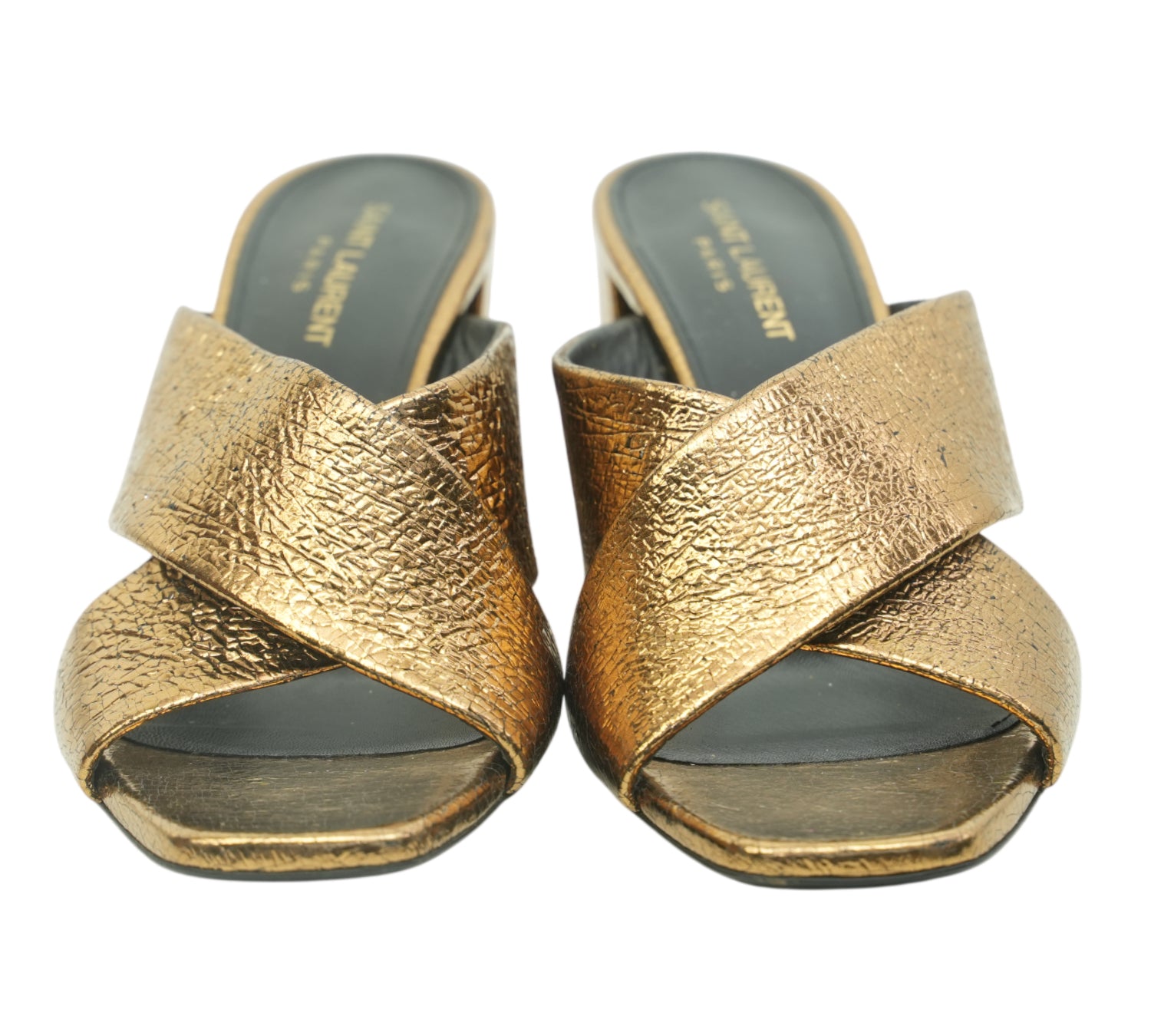 Loulou Metallic Leather Criss-Cross Mule Sandals Size 40 – Eur