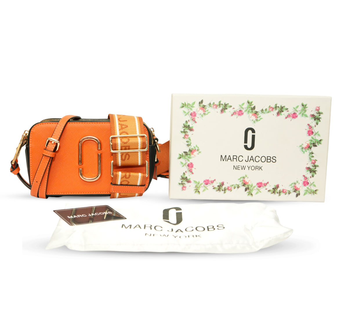 Marc Jacobs Electric Orange Snapshot Crossbody Bag